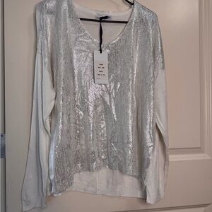 Silver and White Women's sweater top